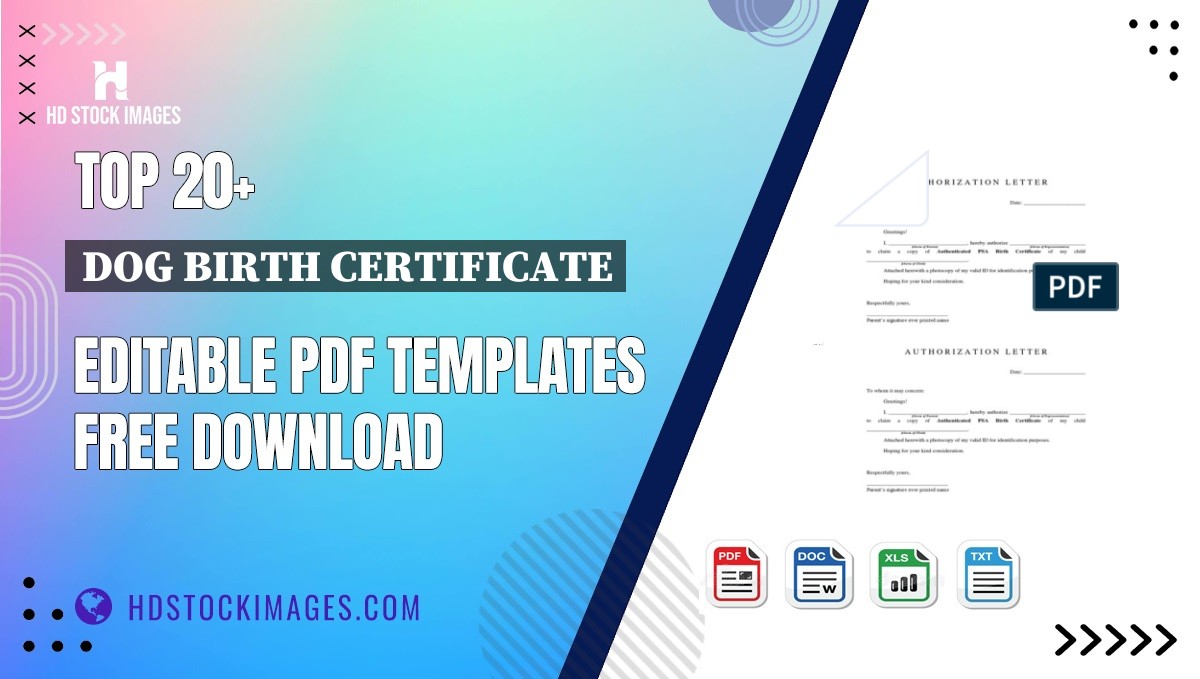 Top 20+ Dog Birth Certificate Editable PDF Templates Free Download