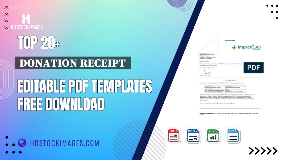 Top 20+ Donation Receipt  Editable PDF Templates Free Download