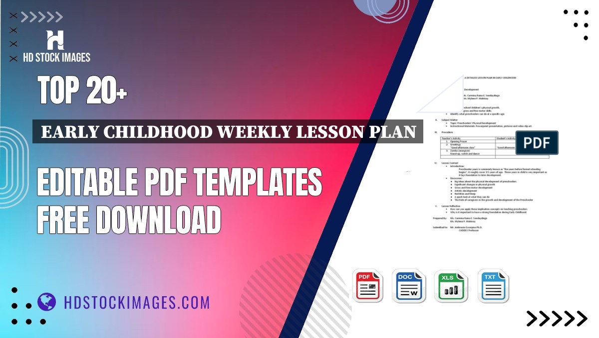 Top 20+ Early Childhood Weekly Lesson Plan Editable PDF Templates Free Download