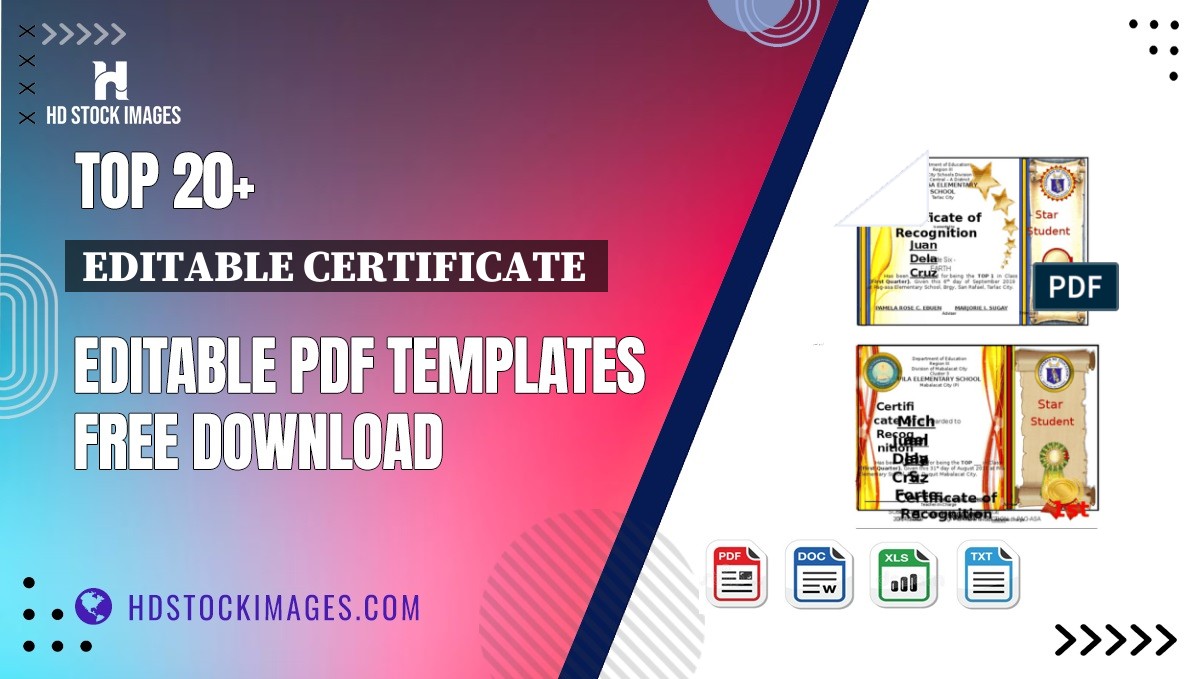 Top 20+ Editable Certificate  Editable PDF Templates Free Download