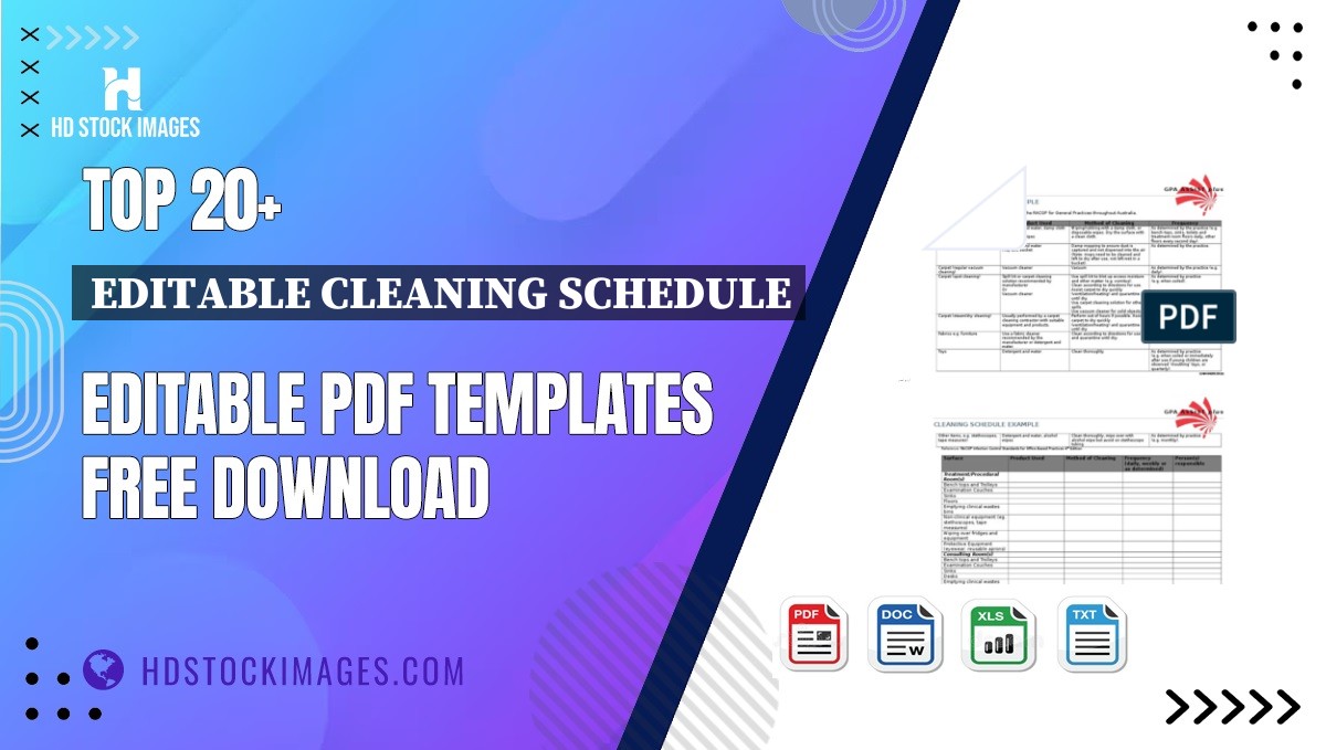 Top 20+ Editable Cleaning Schedule Editable PDF Templates Free Download