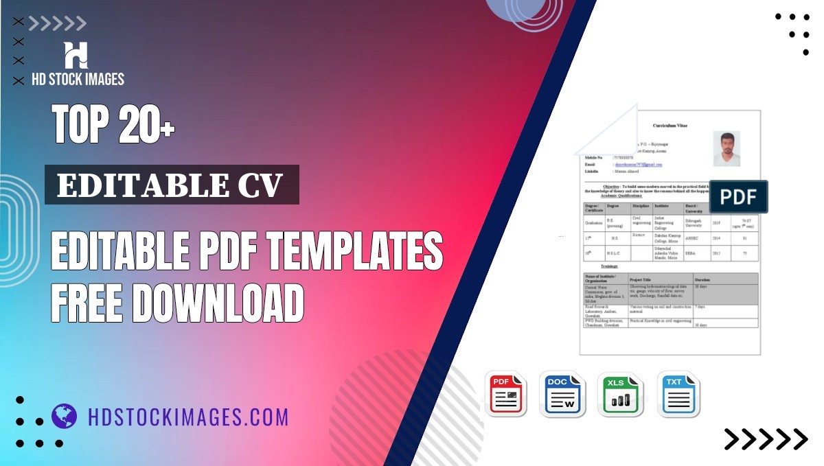 Top 20+ Editable Cv  Editable PDF Templates Free Download