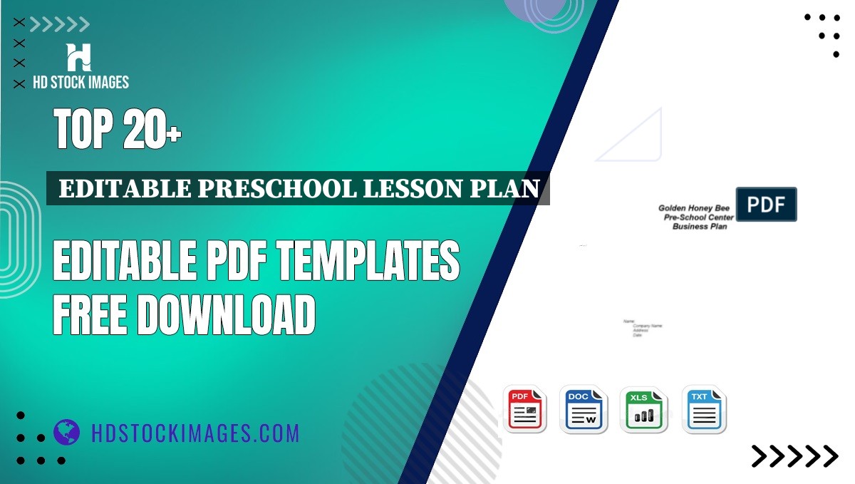 Top 20+ Editable Preschool Lesson Plan Editable PDF Templates Free Download