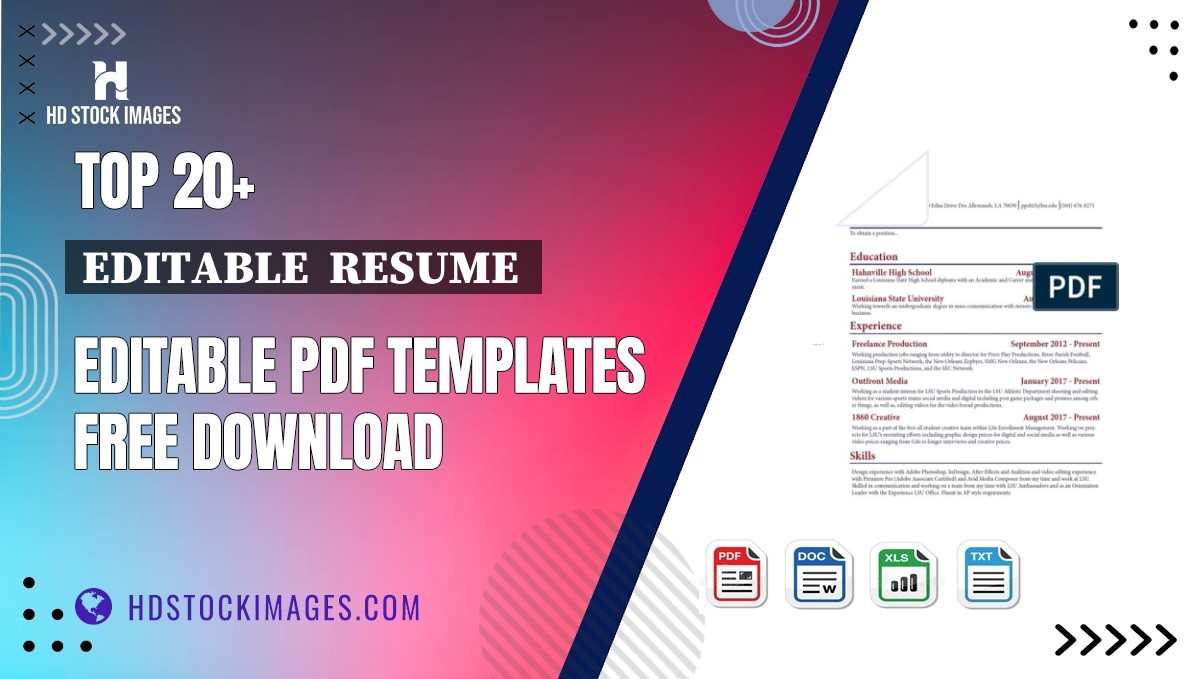 Top 20+ Editable  Resume  Editable PDF Templates Free Download