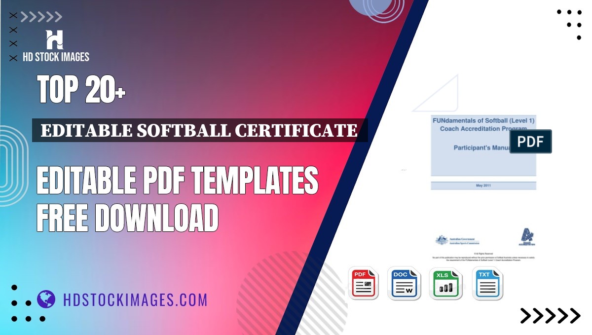 Top 20+ Editable Softball Certificate  Editable PDF Templates Free Download