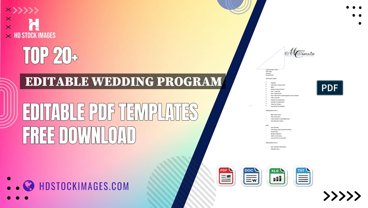 Top 20+ Editable Wedding Program Editable PDF Templates Free Download