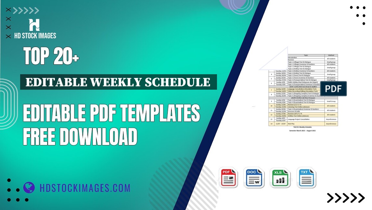 Top 20+ Editable Weekly Schedule  Editable PDF Templates Free Download