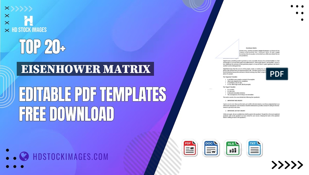 Top 20+ Eisenhower Matrix Editable PDF Templates Free Download