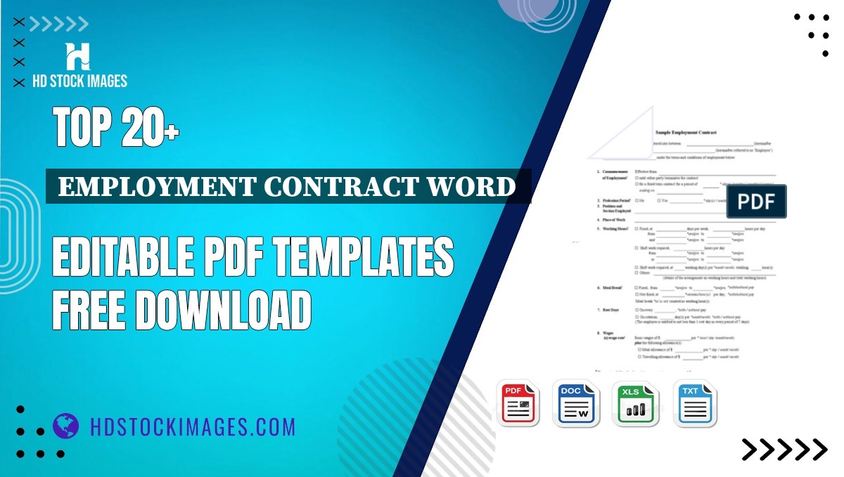 Top 20+ Employment Contract Word  Editable PDF Templates Free Download