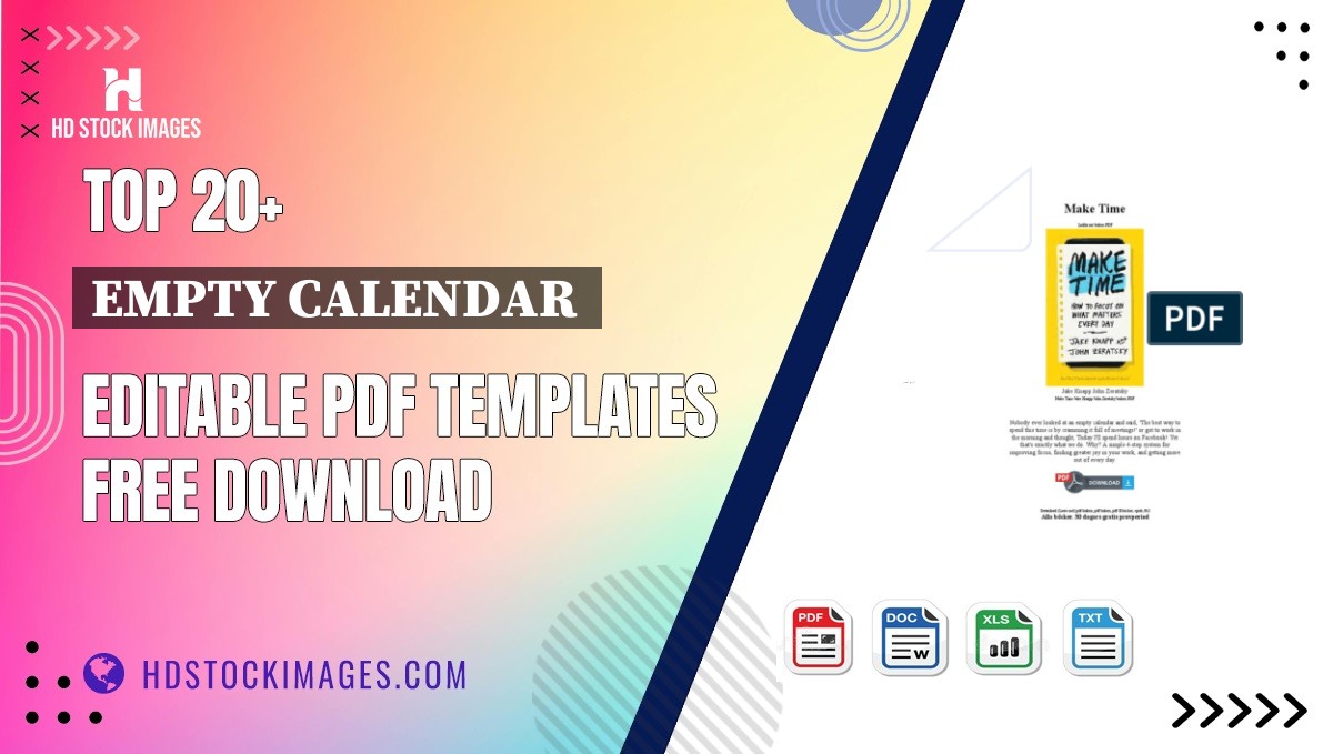 Top 20+ Empty Calendar  Editable PDF Templates Free Download