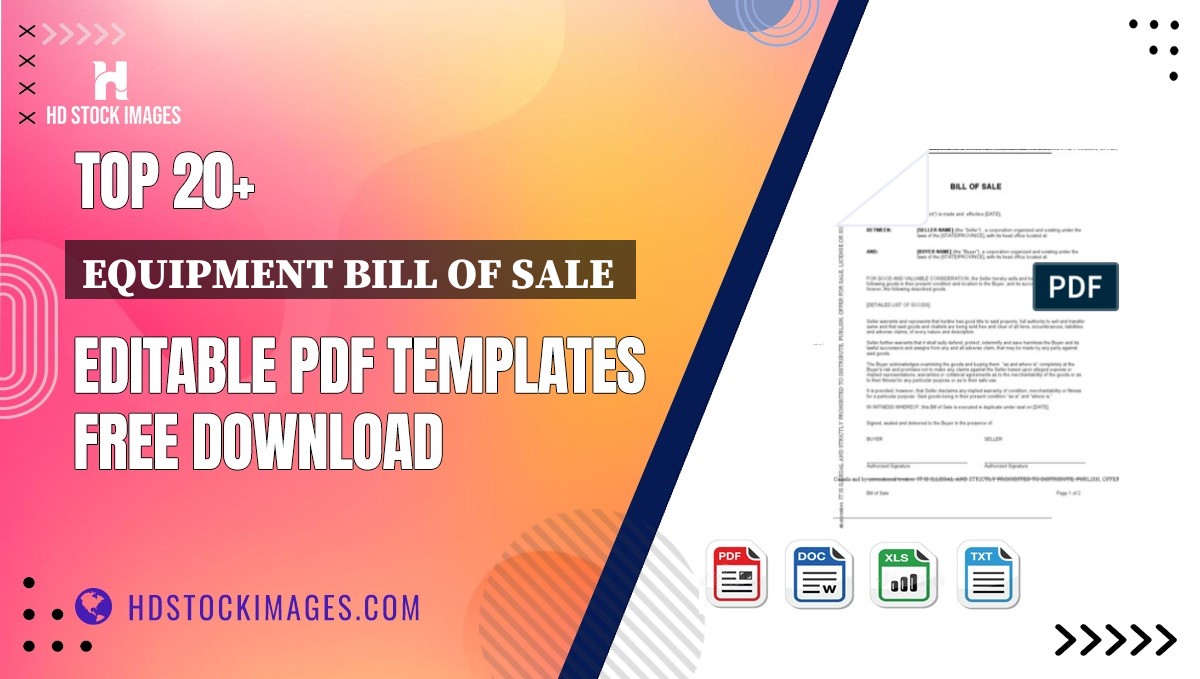 Top 20+ Equipment Bill Of Sale  Editable PDF Templates Free Download