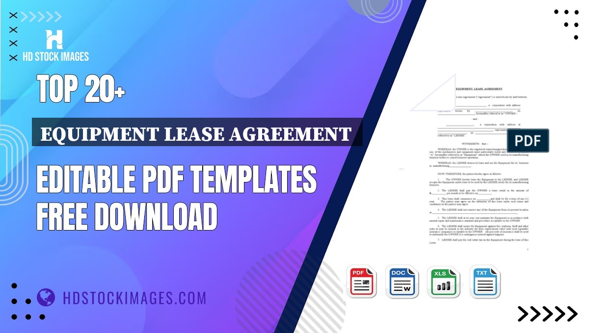 Top 20+ Equipment Lease Agreement  Editable PDF Templates Free Download