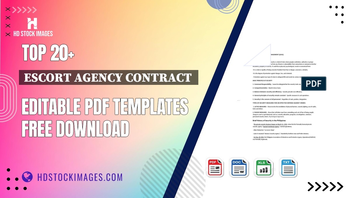 Top 20+ Escort Agency Contract  Editable PDF Templates Free Download