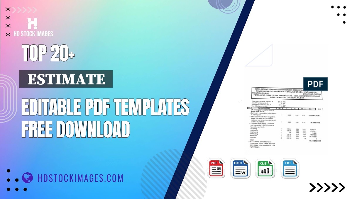 Top 20+  Estimate  Editable PDF Templates Free Download