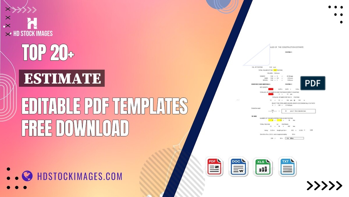 Top 20+ Estimate Editable PDF Templates Free Download