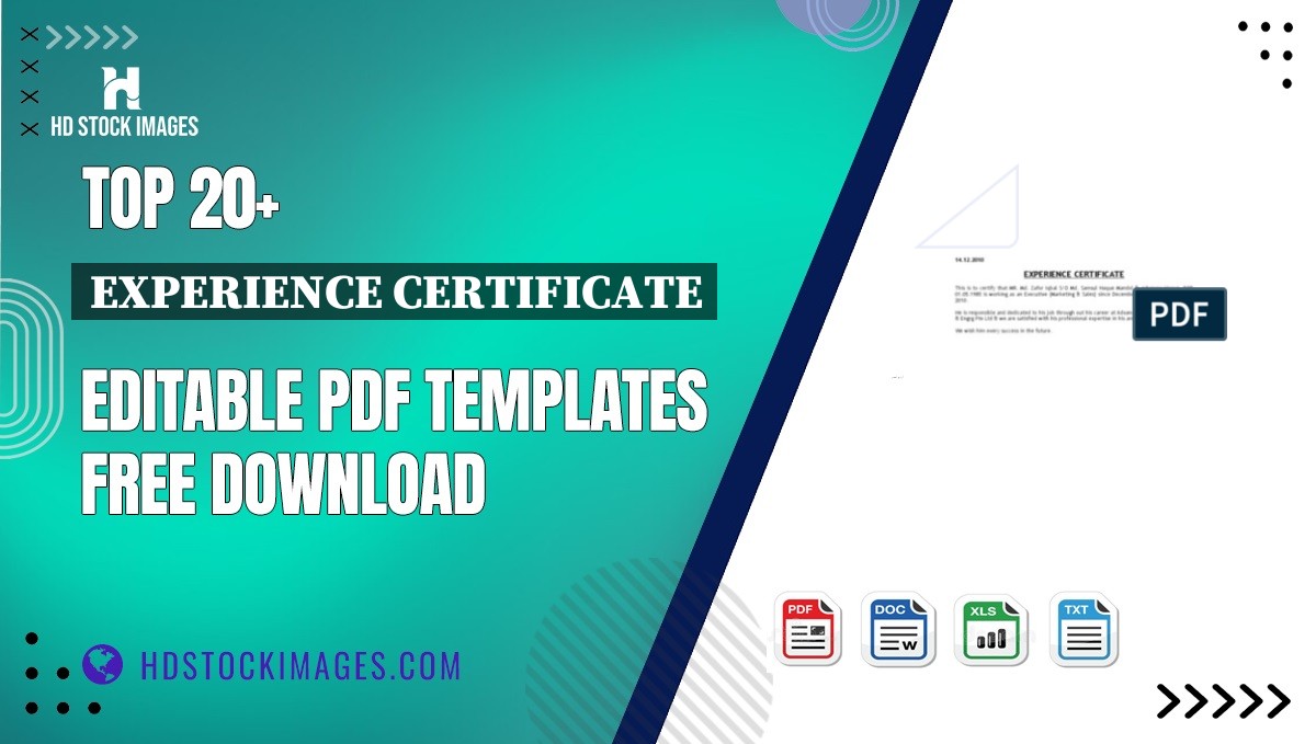 Top 20+ Experience Certificate Editable PDF Templates Free Download