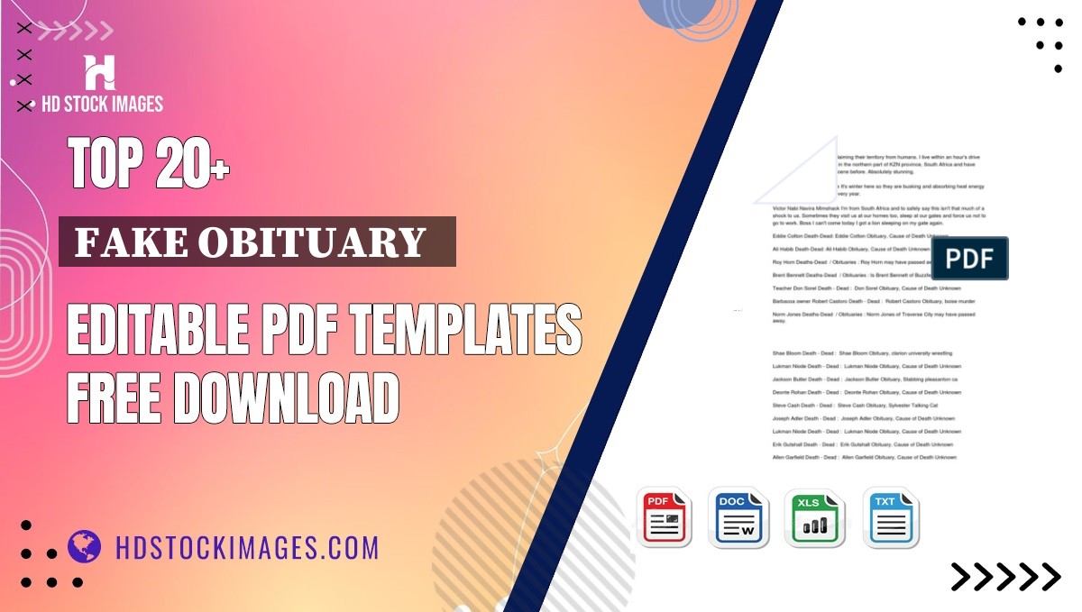 Top 20+ Fake Obituary   Editable PDF Templates Free Download