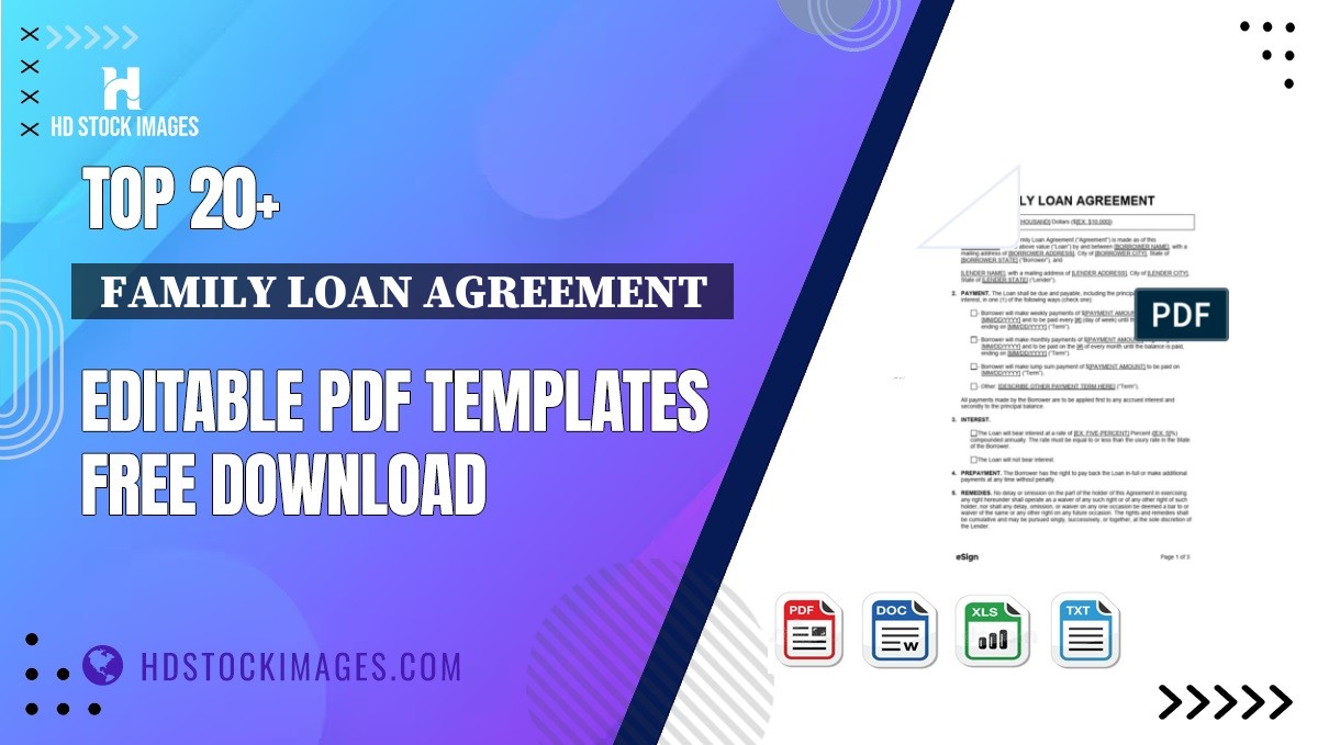 Top 20+  Family Loan Agreement  Editable PDF Templates Free Download