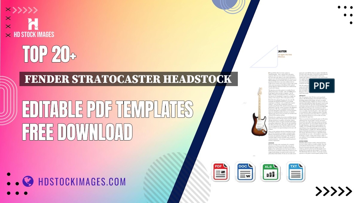 Top 20+ Fender Stratocaster Headstock  Editable PDF Templates Free Download