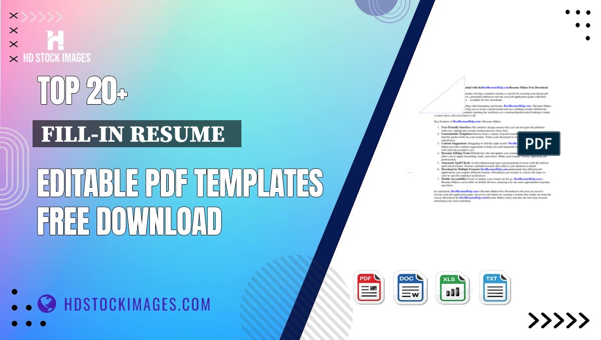 Top 20+ Fill-in Resume   Editable PDF Templates Free Download