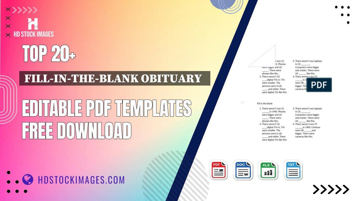 Top 20+ Fill-in-the-blank Obituary   Editable PDF Templates Free Download