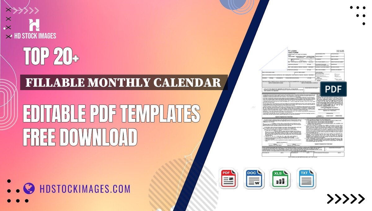 Top 20+ Fillable Monthly Calendar  Editable PDF Templates Free Download