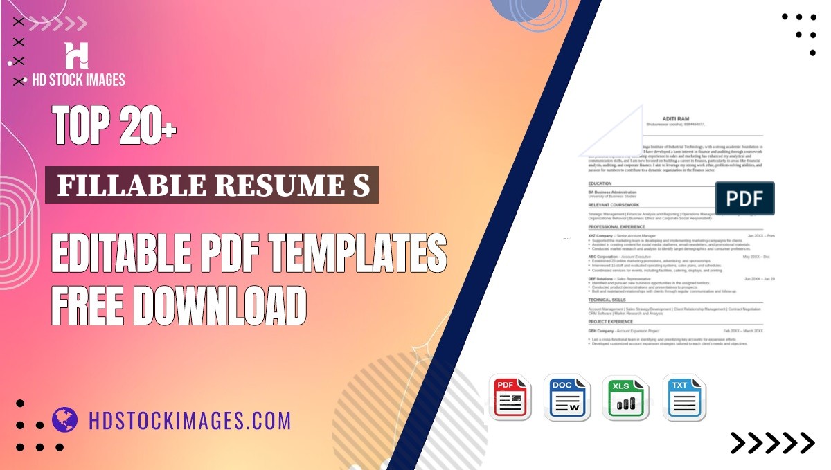 Top 20+ Fillable Resume S Editable PDF Templates Free Download