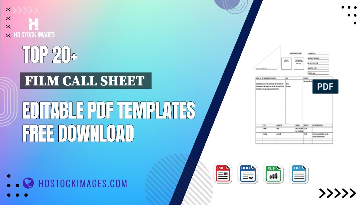 Top 20+ Film Call Sheet  Editable PDF Templates Free Download