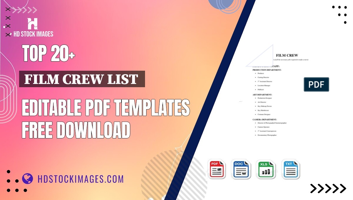 Top 20+ Film Crew List  Editable PDF Templates Free Download