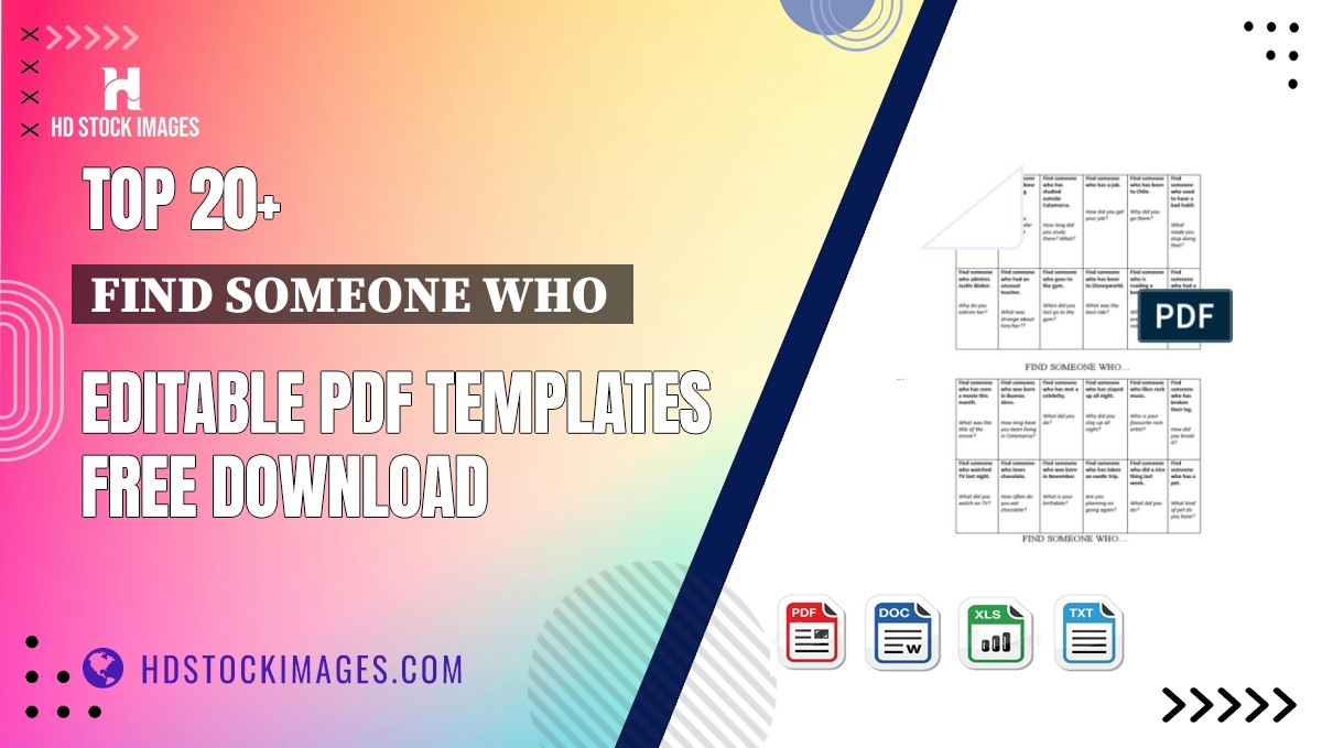 Top 20+ Find Someone Who  Editable PDF Templates Free Download