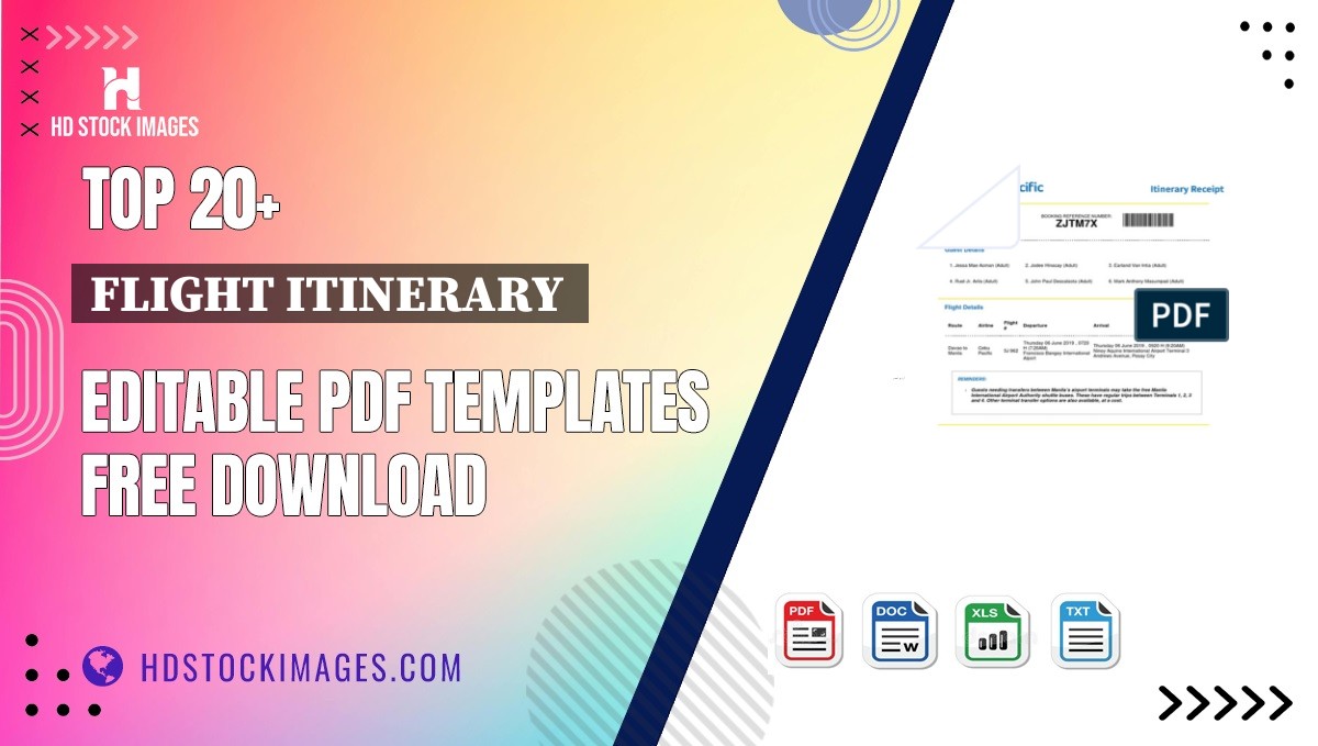 Top 20+ Flight Itinerary  Editable PDF Templates Free Download