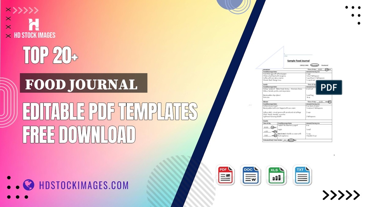 Top 20+ Food Journal   Editable PDF Templates Free Download