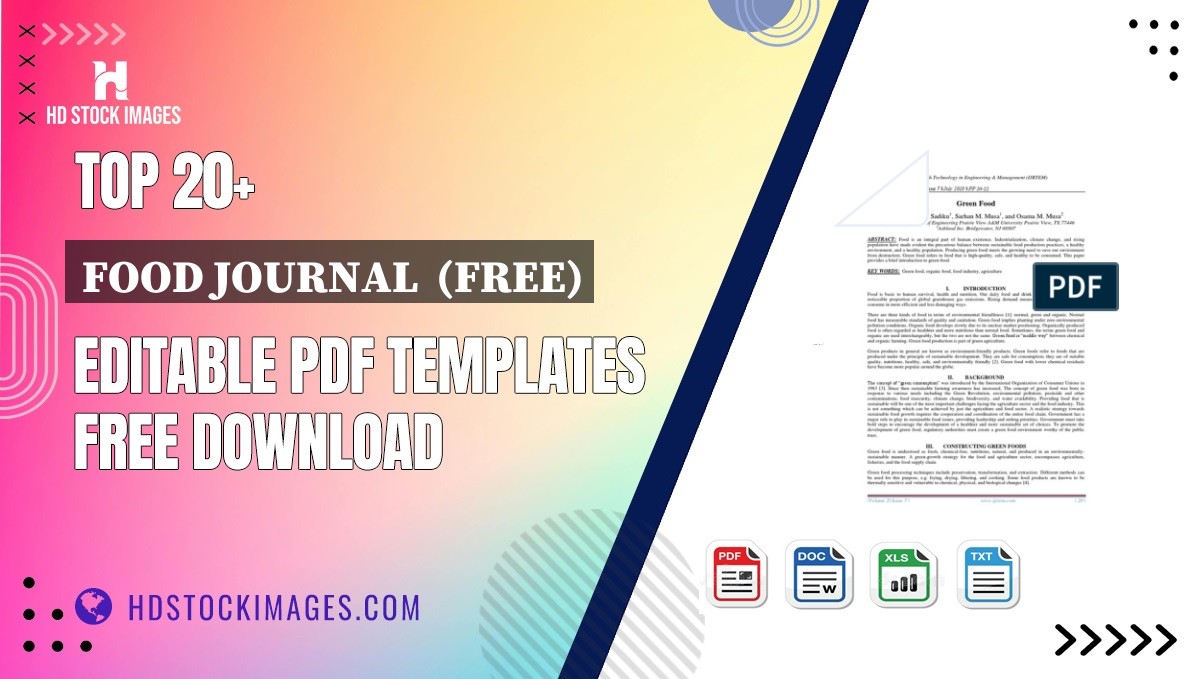 Top 20+ Food Journal  (free) Editable PDF Templates Free Download