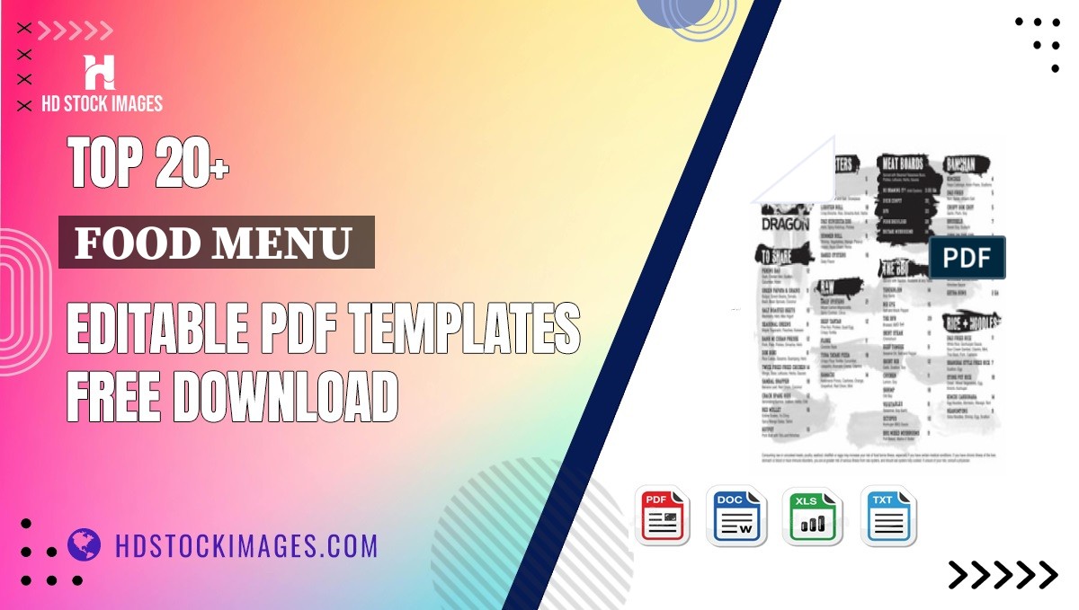 Top 20+ Food Menu  Editable PDF Templates Free Download