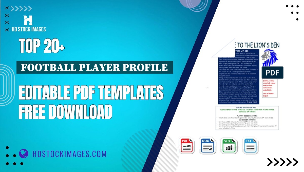 Top 20+ Football Player Profile  Editable PDF Templates Free Download