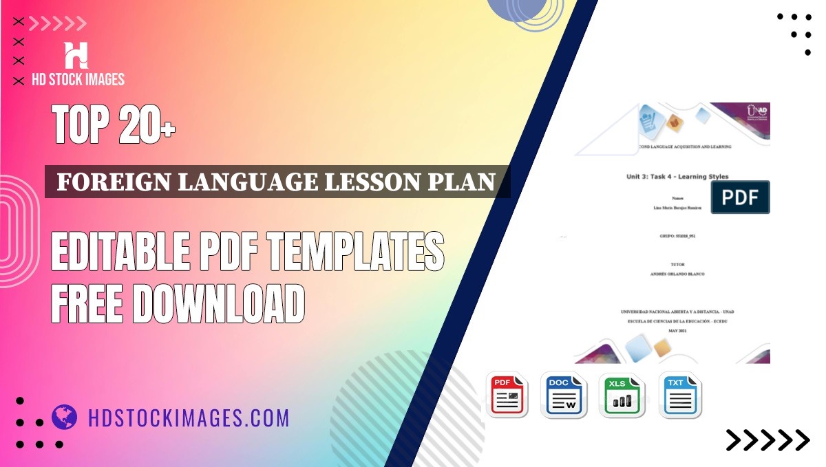 Top 20+ Foreign Language Lesson Plan  Editable PDF Templates Free Download