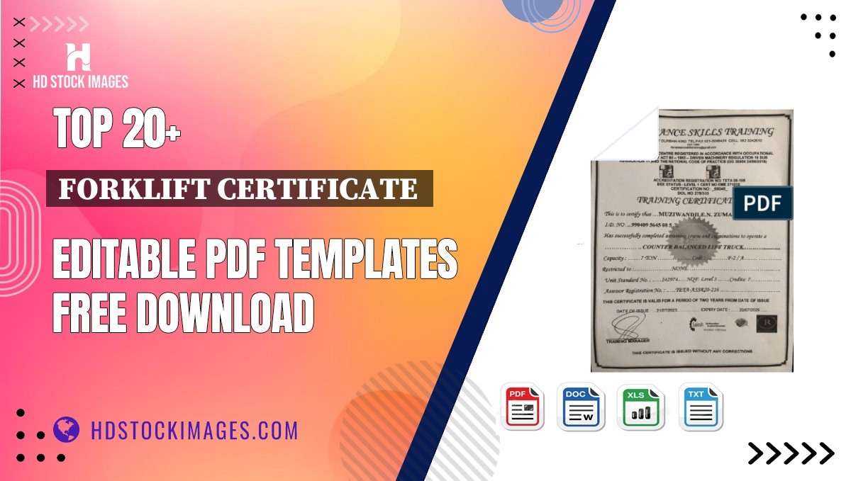 Top 20+ Forklift Certificate  Editable PDF Templates Free Download