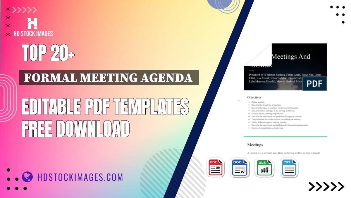 Top 20+ Formal Meeting Agenda  Editable PDF Templates Free Download