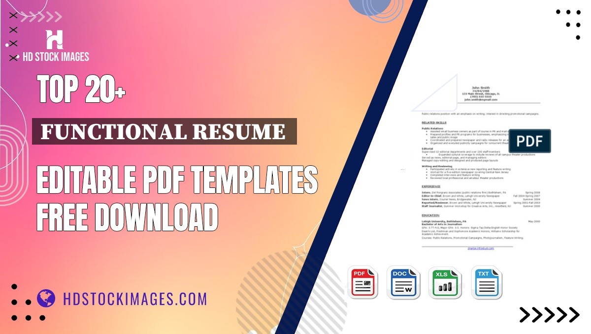 Top 20+ Functional Resume  Editable PDF Templates Free Download