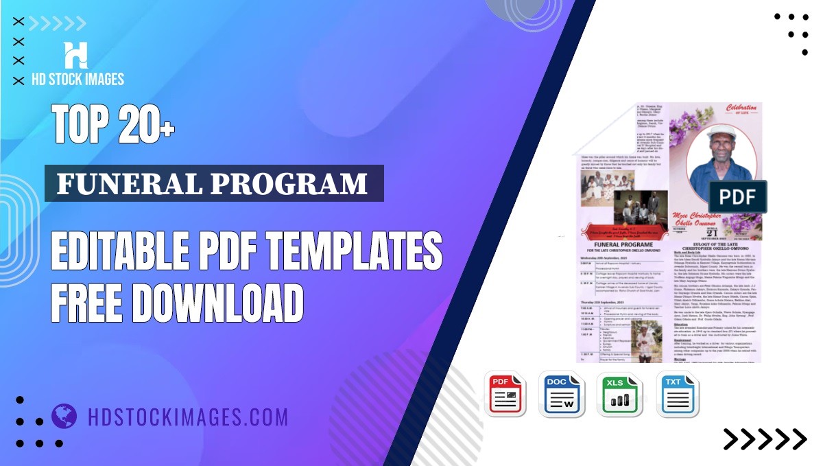 Top 20+ Funeral Program  Editable PDF Templates Free Download