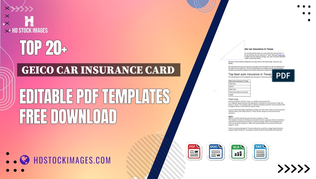 Top 20+ Geico Car Insurance Card  Editable PDF Templates Free Download