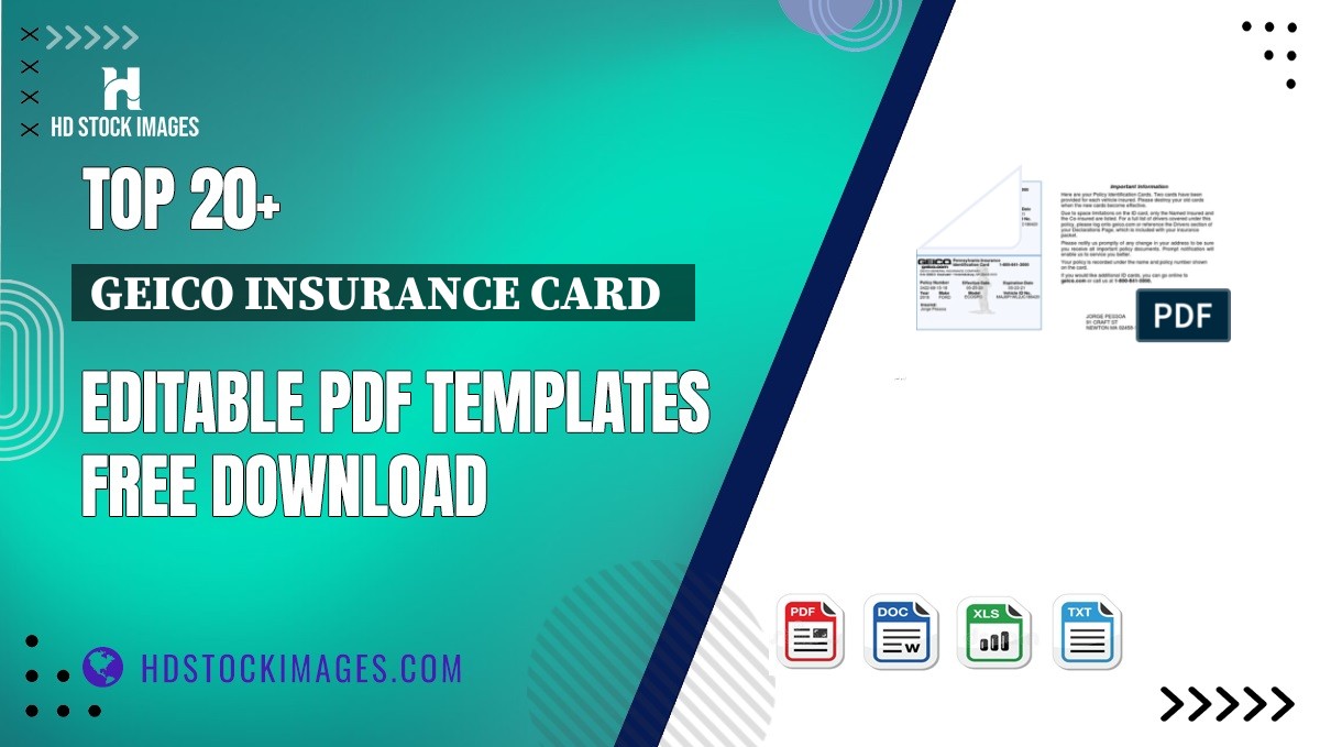 Top 20+ Geico Insurance Card   Editable PDF Templates Free Download