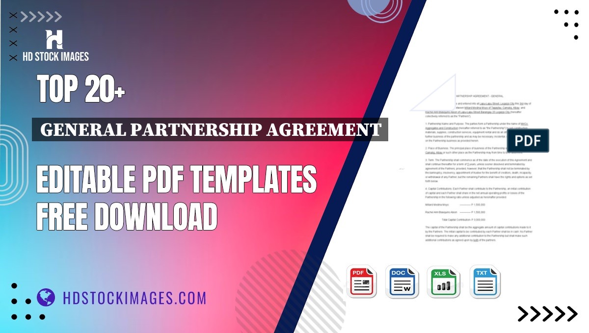 Top 20+ General Partnership Agreement Editable PDF Templates Free Download