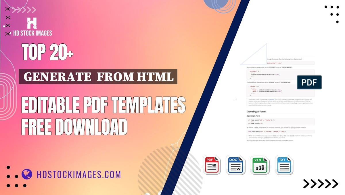 Top 20+ Generate  From Html Editable PDF Templates Free Download
