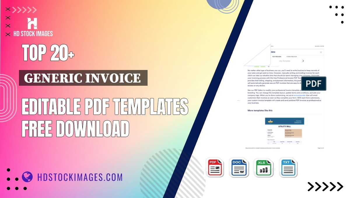 Top 20+ Generic Invoice  Editable PDF Templates Free Download