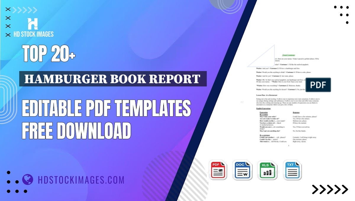 Top 20+ Hamburger Book Report  Editable PDF Templates Free Download