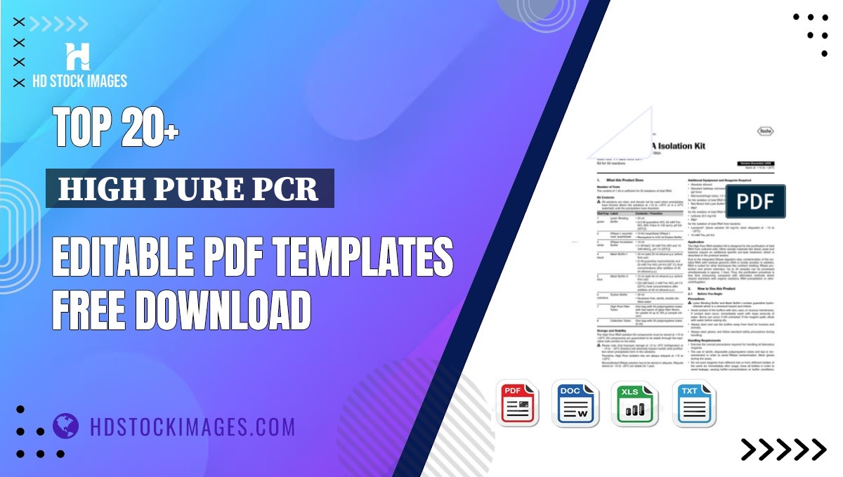 Top 20+ High Pure Pcr  Editable PDF Templates Free Download