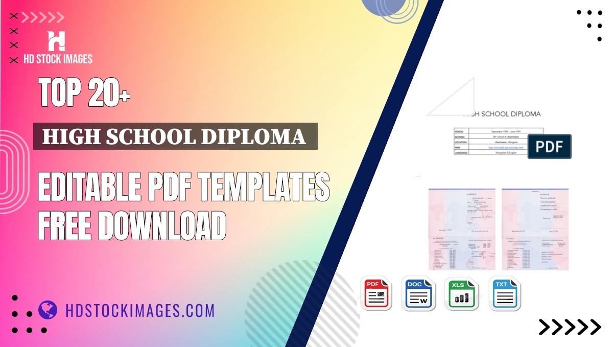 Top 20+ High School Diploma  Editable PDF Templates Free Download