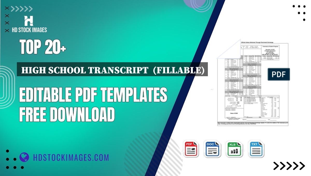 Top 20+ High School Transcript  (fillable) Editable PDF Templates Free Download