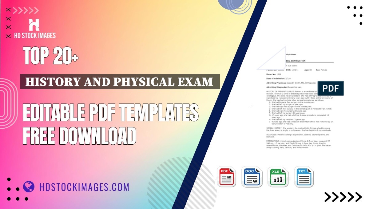 Top 20+ History And Physical Exam  Editable PDF Templates Free Download